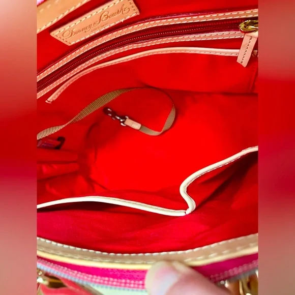 Dooney & Bourke Kendall Pink and Red Polka Dot Satchel - Picture 11 of 14